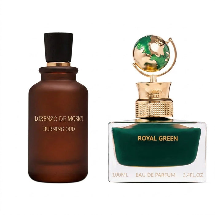 Aurora Lorenzo De Mosici Burning Oud 100 ml EDP Men + Globe Collection Royal Green 100 ml EDP Unisex Bundle Offer