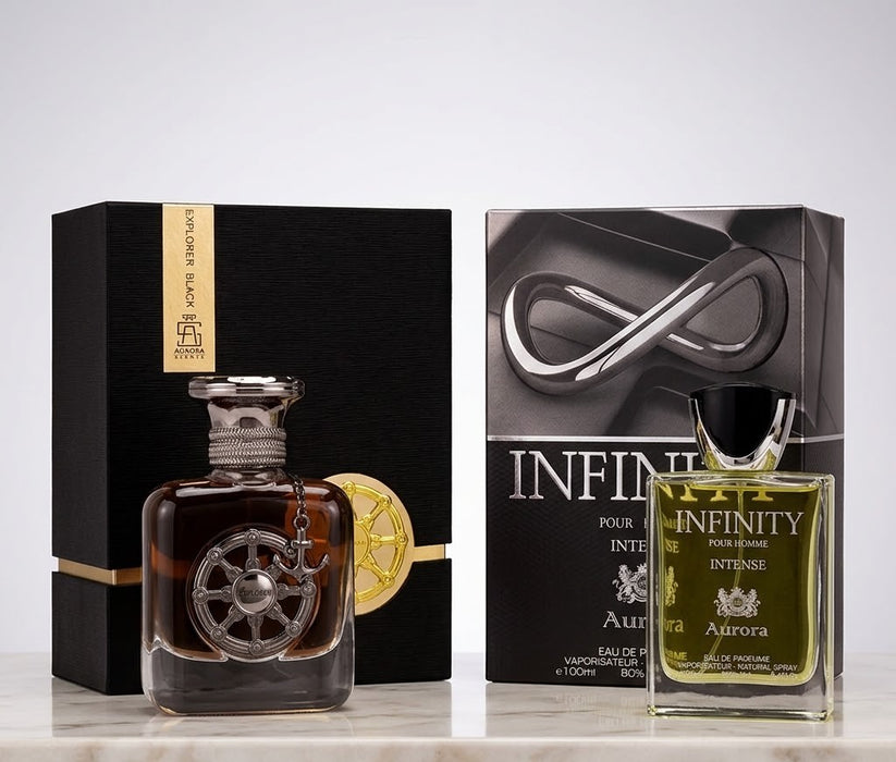 Aurora Explorer Black 100 ml EDP Men + Infinity Intense 100 ml EDP Men Bundle Offer