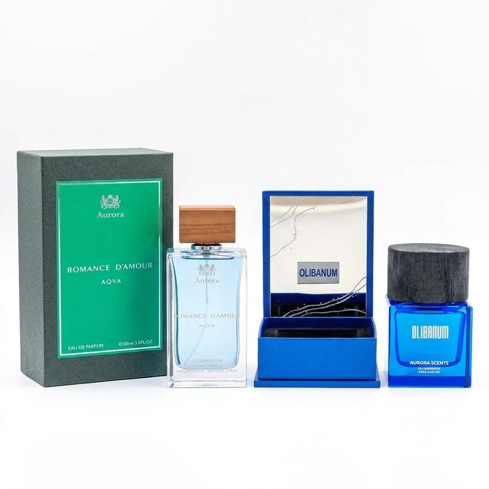 Aurora Scents Olibanum 100 ml EDP Men + Romance D’Amour AQVA 100 ml EDP Men Bundle Offer