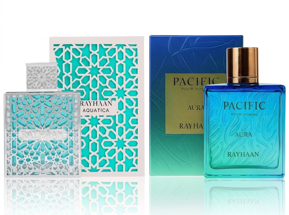 Rayhaan Aquatica 100 ml EDP Men + Pacific Aura 100 ml EDP Unisex Bundle Offer