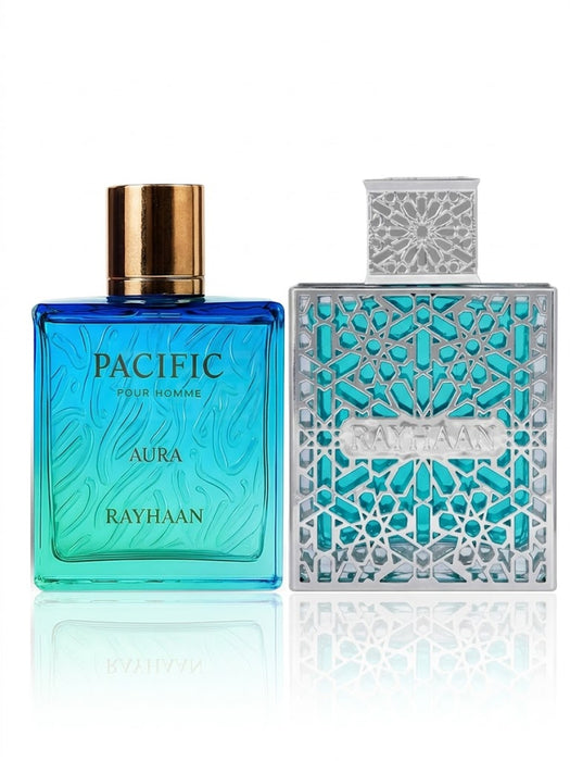 Rayhaan Aquatica 100 ml EDP Men + Pacific Aura 100 ml EDP Unisex Bundle Offer