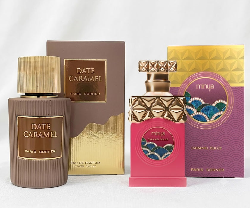 Paris Corner Date Caramel 100 ml EDP Unisex + Minya Caramel Dulce 100 ml EDP Women Bundle Offer