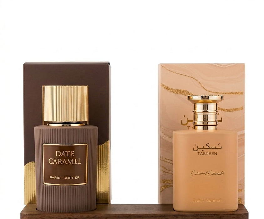 Paris Corner Date Caramel 100 ml EDP Unisex + Taskeen Caramel Cascade 100 ml EDP Unisex Bundle Offer