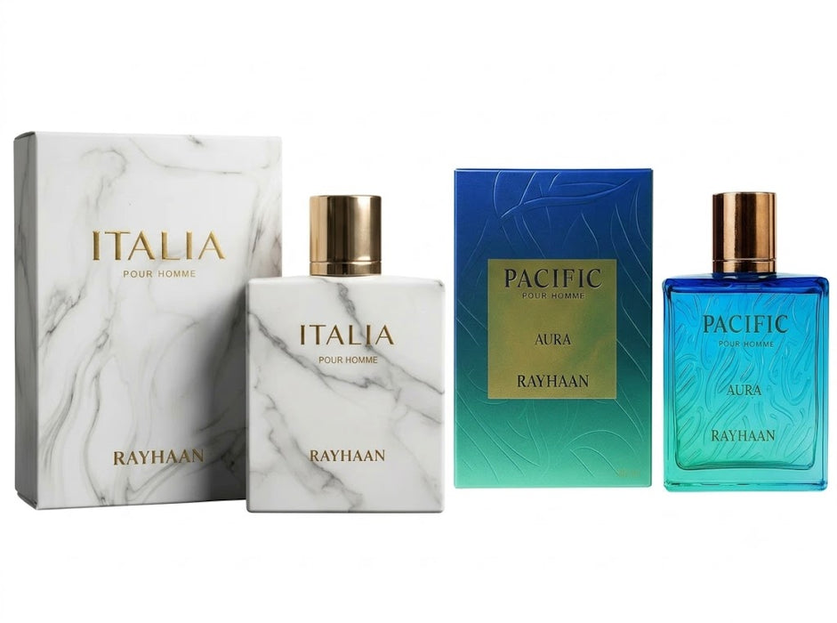 Rayhaan Italia Pour Homme 100 ml EDP Men + Pacific Aura 100 ml EDP Unisex Bundle Offer