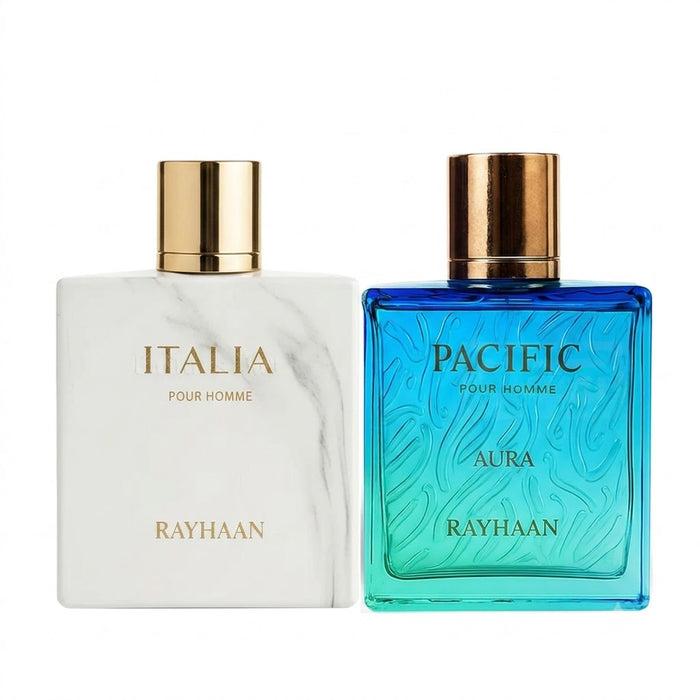 Rayhaan Italia Pour Homme 100 ml EDP Men + Pacific Aura 100 ml EDP Unisex Bundle Offer