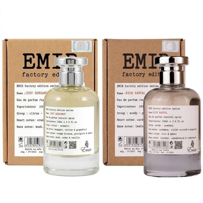 Emir Factory Edition Just Bergamot By Paris Corner 100 ml EDP Unisex + Factory Edition Rich Santal By Paris Corner 100 ml EDP Unisex Bundle Offer