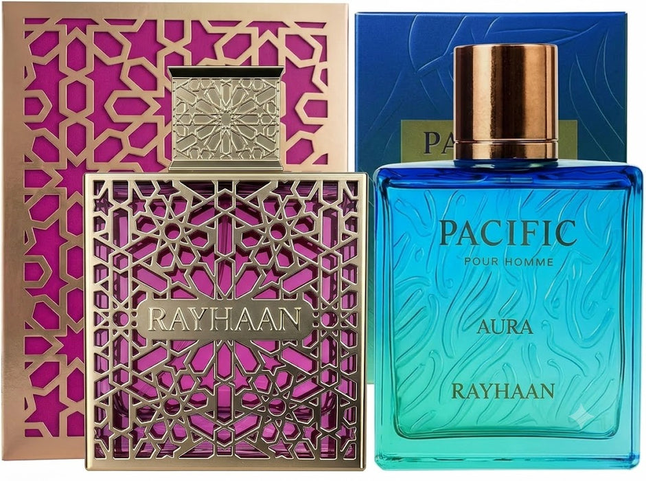 Rayhaan Kiss 100 ml EDP Women + Pacific Aura 100 ml EDP Unisex Bundle Offer