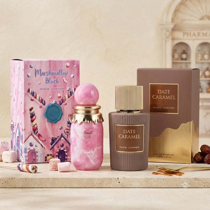 Paris Corner Marshmallow Blush 100 ml EDP Unisex + Date Caramel 100 ml EDP Unisex Bundle Offer