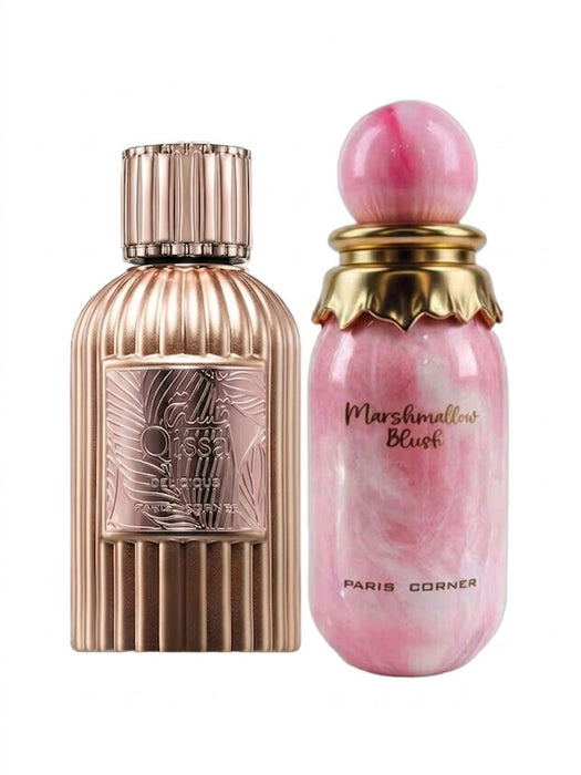 Paris Corner Marshmallow Blush 100 ml EDP Unisex + Qissa Delicious 100 ml EDP Women Bundle Offer