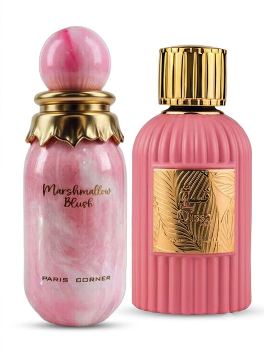 Paris Corner Marshmallow Blush 100 ml EDP Unisex + Qissa Pink 100 ml EDP Women Bundle Offer
