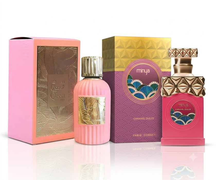 Paris Corner Qissa Pink 100 ml EDP Women + Minya Caramel Dulce 100 ml EDP Women Bundle Offer