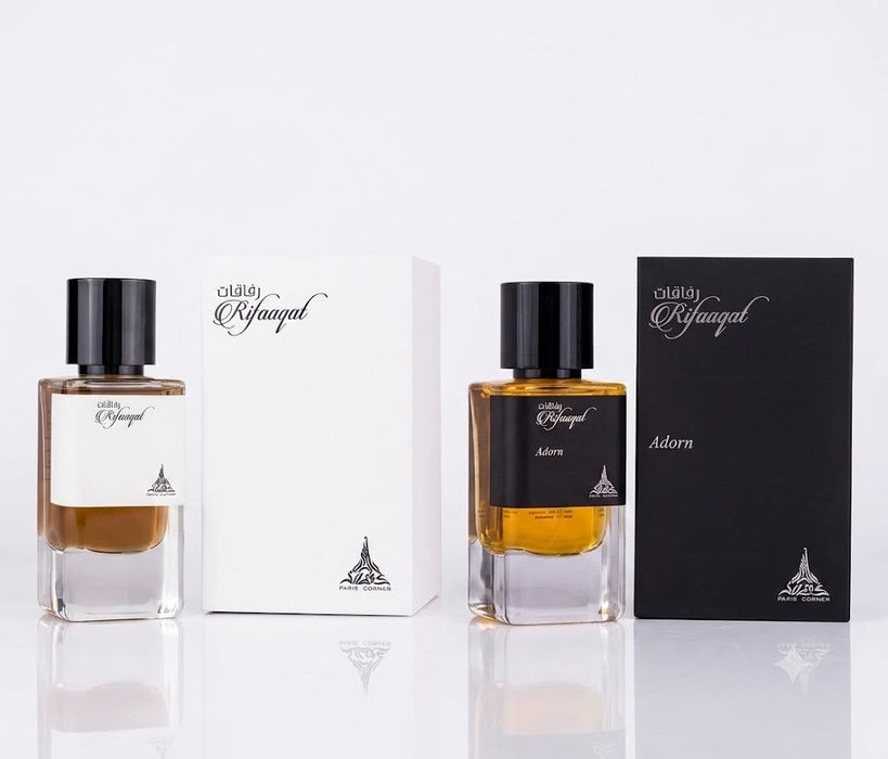 Paris Corner Rifaaqat 85 ml EDP Unisex + Rifaaqat Adorn 85 ml EDP Unisex Bundle Offer