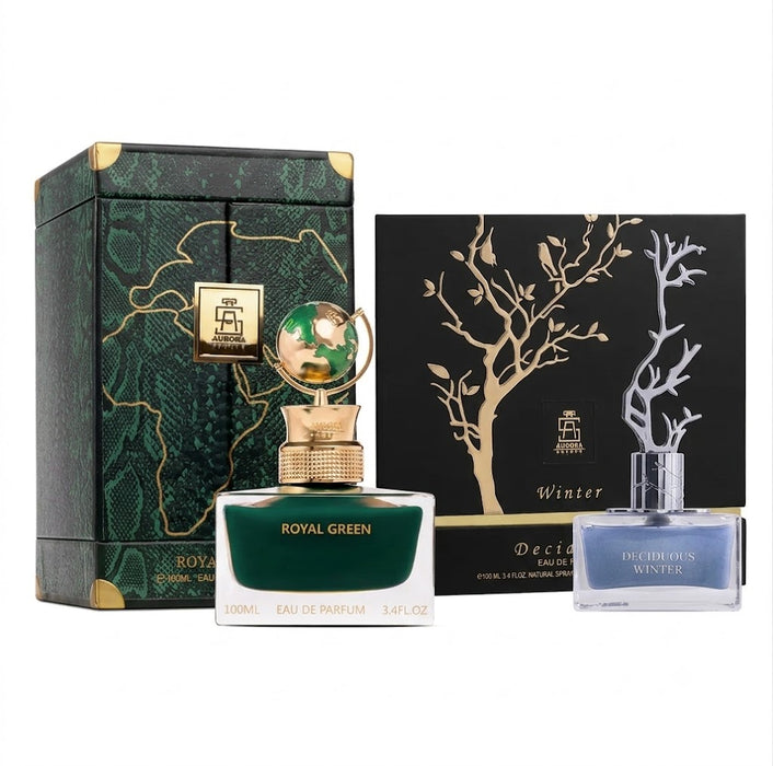 Aurora Globe Collection Royal Green 100 ml EDP Unisex + Deciduous Winter 100 ml EDP Women Bundle Offer