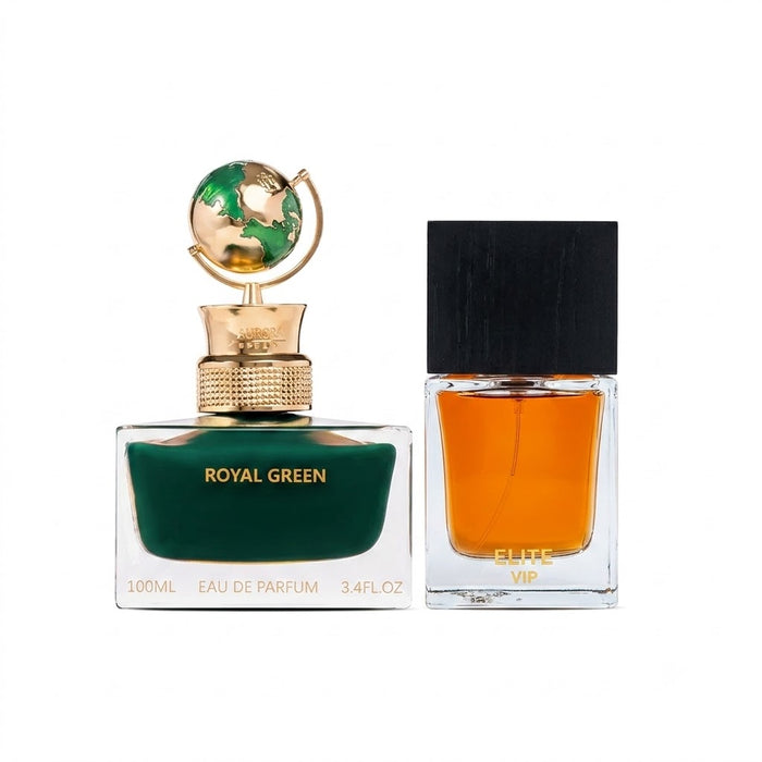 Aurora Globe Collection Royal Green 100 ml EDP Unisex + ELITE VIP 100 ml EDP Men Bundle Offer