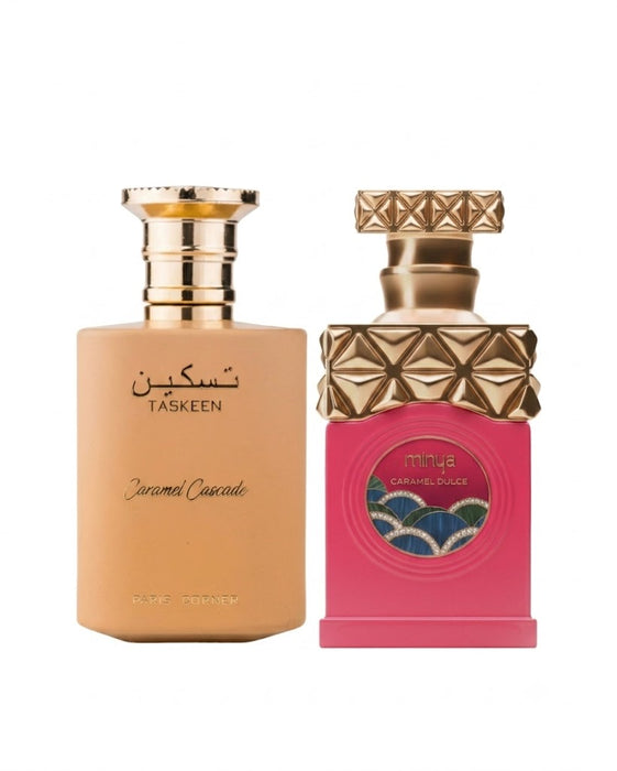 Paris Corner Taskeen Caramel Cascade 100 ml EDP Unisex + Minya Caramel Dulce 100 ml EDP Women Bundle Offer