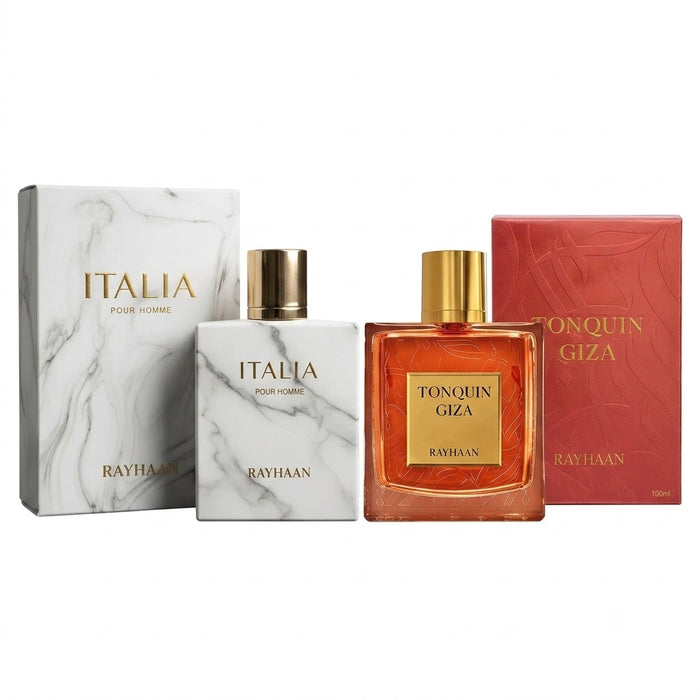 Rayhaan Tonquin Giza 100 ml EDP Unisex + Italia Pour Homme 100 ml EDP Men Bundle Offer
