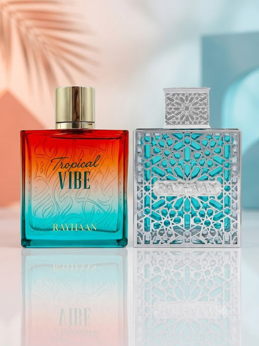 Rayhaan Tropical Vibe 100 ml EDP Unisex + Aquatica 100 ml EDP Men Bundle Offer