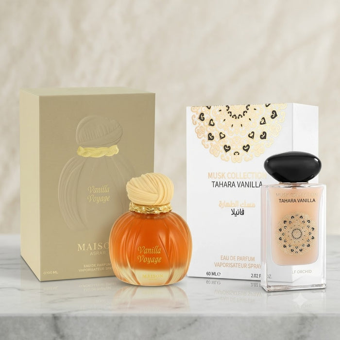 Maison Asrar Vanilla Voyage 100 ml EDP Unisex + Gulf Orchid Tahara Vanilla Musk 60 ml EDP Unisex Bundle Offer