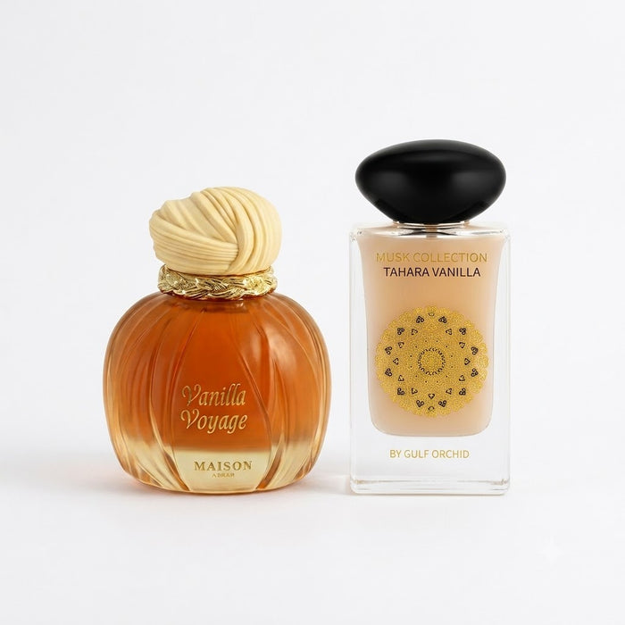 Maison Asrar Vanilla Voyage 100 ml EDP Unisex + Gulf Orchid Tahara Vanilla Musk 60 ml EDP Unisex Bundle Offer